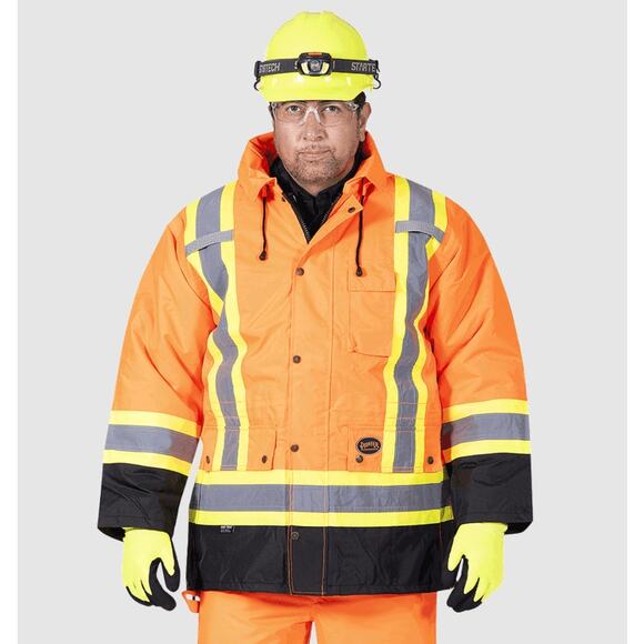 PIONEER Unisex Waterproof 7-in-1 Safety Parka Coat 3XL Hi-Vis Orange NWT - Picture 1 of 13